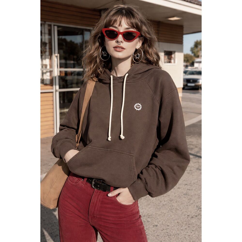 BIG BUD PRESS Gray Pullover Sweatshirt Hoodie Top  Women's Size Small